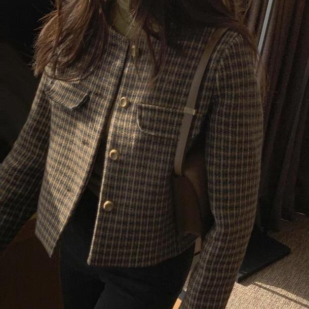 チェック柄ショートジャケット 6356-画像9-韓国ファッション通販POPREA［ポップリア］