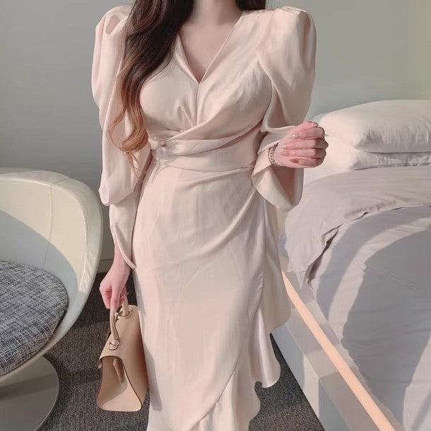 Vネックマーメイドフリルドレス 6449-画像9-韓国ファッション通販POPREA［ポップリア］