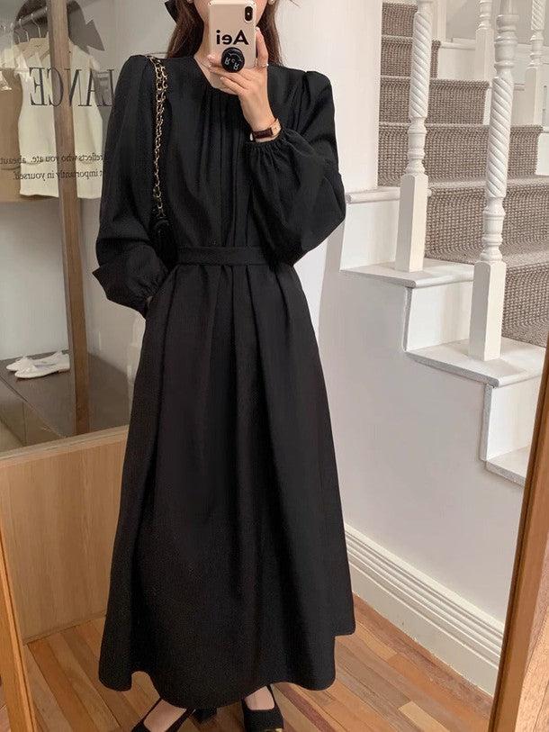 ベルト付きフロントタックロングワンピース﻿ 6224-画像9-韓国ファッション通販POPREA［ポップリア］