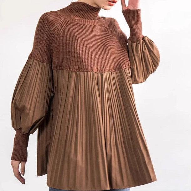 ハイネックニットドッキングプリーツブラウス 6395-画像9-韓国ファッション通販POPREA［ポップリア］