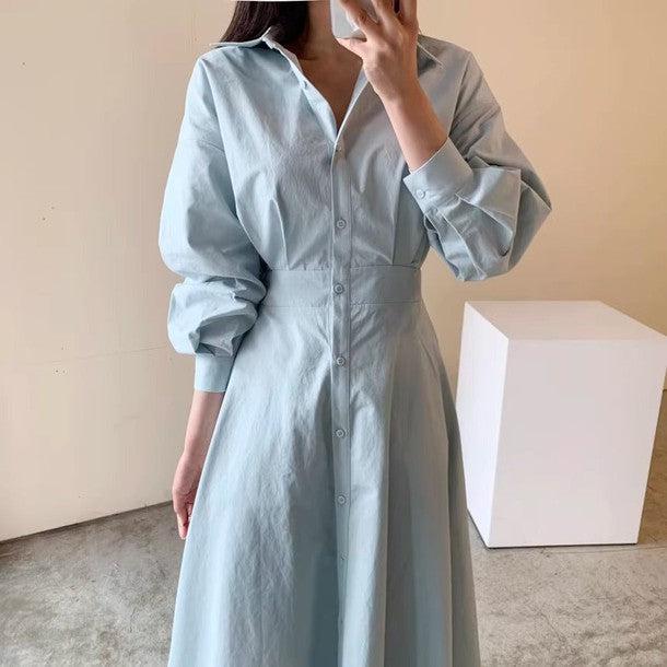 ハイウエストマキシシャツワンピース 6477-画像9-韓国ファッション通販POPREA［ポップリア］