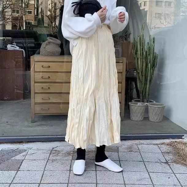 変形ランダムプリーツロングスカート ﻿﻿ 6580-画像1-韓国ファッション通販POPREA［ポップリア］