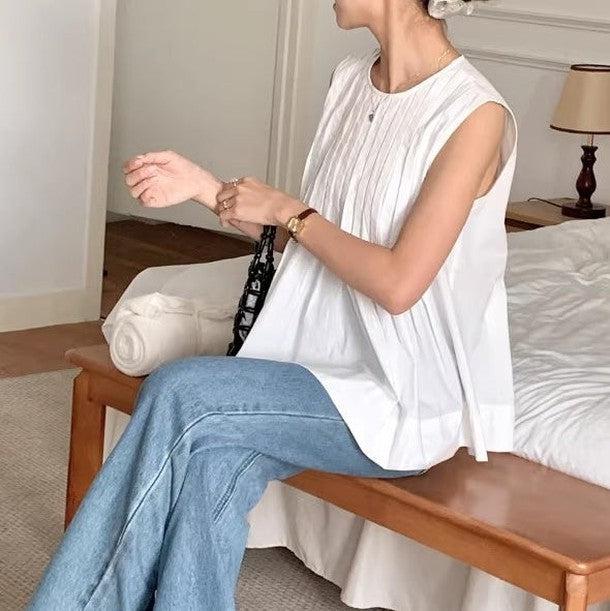 スタンダードノースリーブトップス 6783-画像1-韓国ファッション通販POPREA［ポップリア］