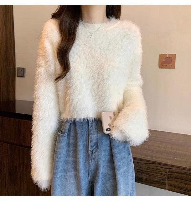 ファータッチラウンドネックニット 6375-画像1-韓国ファッション通販POPREA［ポップリア］