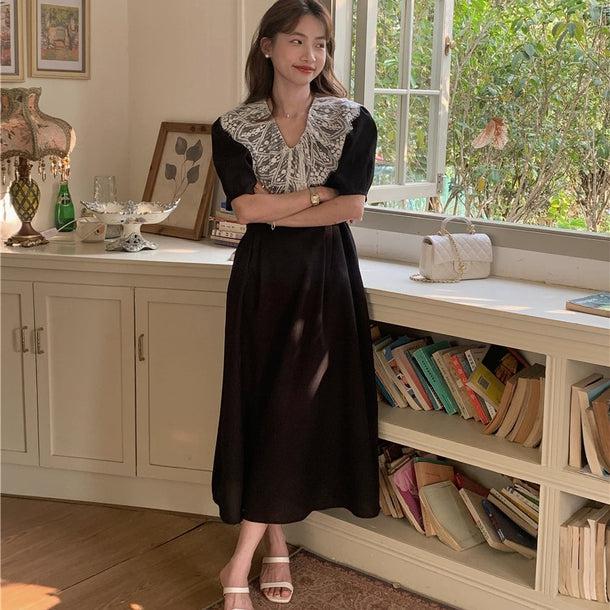 レトロレースパフスリーブドレス﻿ 6084-画像1-韓国ファッション通販POPREA［ポップリア］