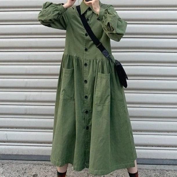 コーデュロイシャツワンピース 6333-画像1-韓国ファッション通販POPREA［ポップリア］