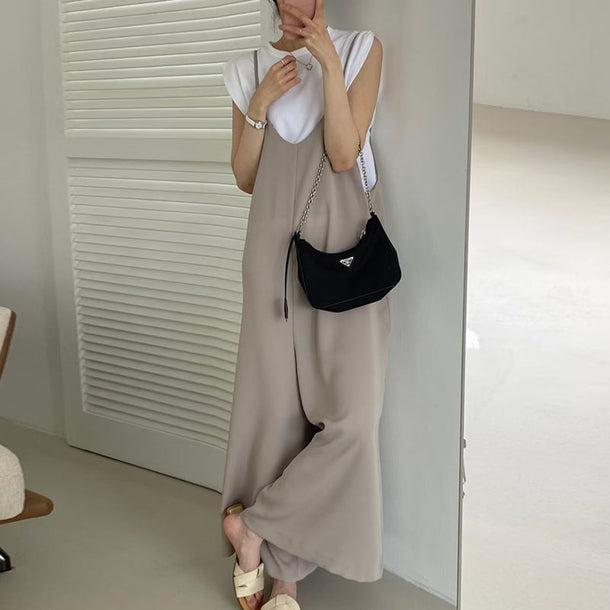 Vネックキャミサロペット 5996-画像1-韓国ファッション通販POPREA［ポップリア］