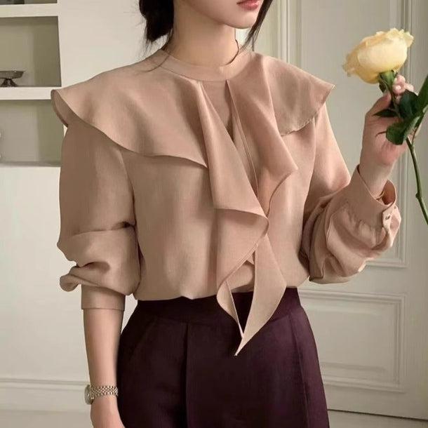 ショルダーフリルブラウス 6160-画像1-韓国ファッション通販POPREA［ポップリア］