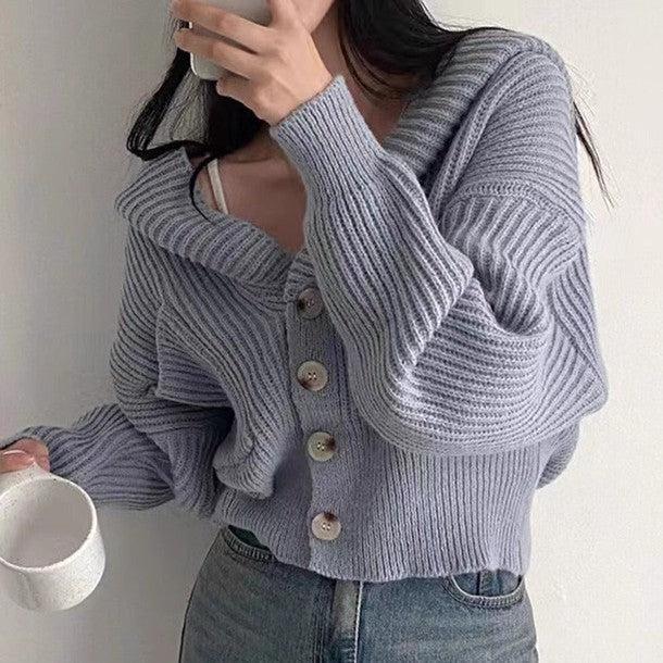 リブニットフードカーディガン 6331-画像1-韓国ファッション通販POPREA［ポップリア］