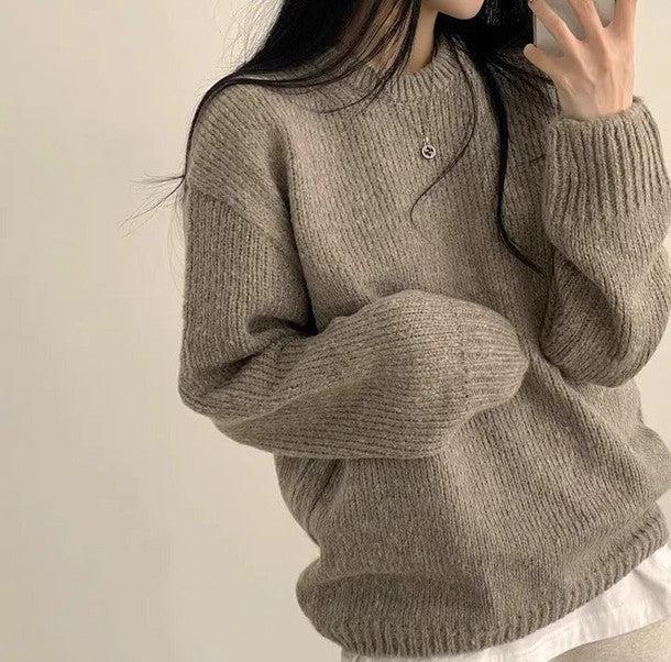 ラウンドネックドロップショルダーニット﻿﻿﻿﻿﻿ 6267-画像1-韓国ファッション通販POPREA［ポップリア］