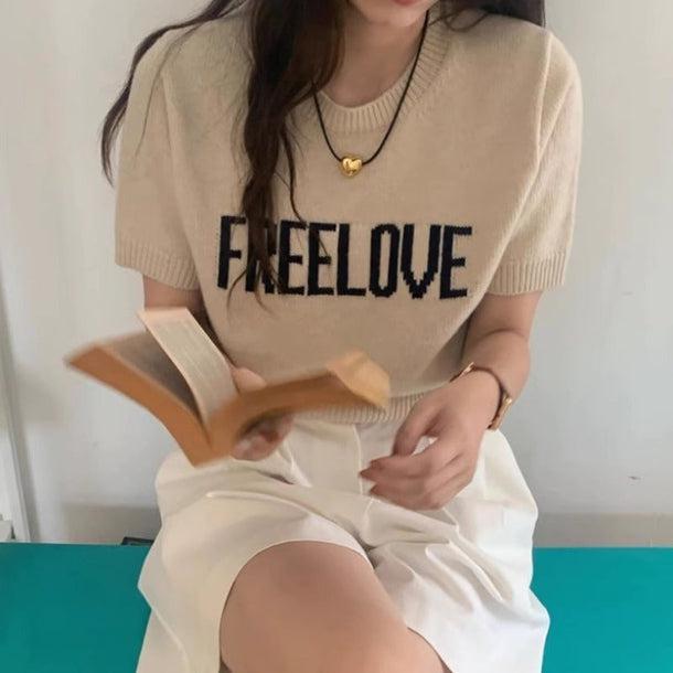 FREELOVEロゴニット 6136-画像1-韓国ファッション通販POPREA［ポップリア］
