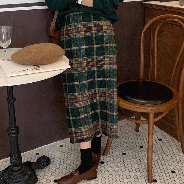 チェックニットミディスカート 6236-画像1-韓国ファッション通販POPREA［ポップリア］