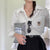 エンブレム刺繍ストライプシャツ 6177-画像1-韓国ファッション通販POPREA［ポップリア］