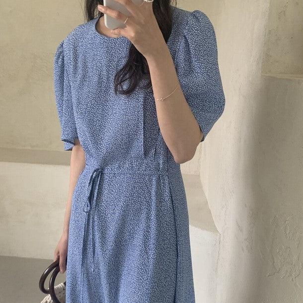 ウエストリボンフラワーワンピース﻿﻿ 6814-画像1-韓国ファッション通販POPREA［ポップリア］