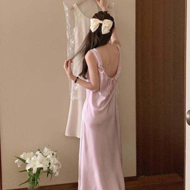 バックオープンリボンワンピース﻿ 6097-画像1-韓国ファッション通販POPREA［ポップリア］