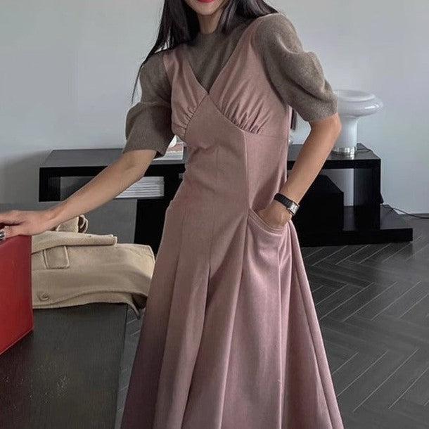 ウエストスリムジャンパースカート﻿ 6558-画像1-韓国ファッション通販POPREA［ポップリア］