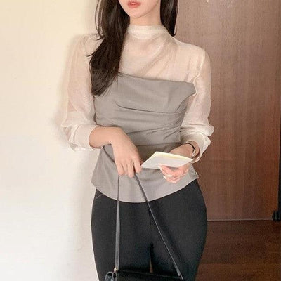 ビスチェドッキングシースルーブラウス 6428-画像1-韓国ファッション通販POPREA［ポップリア］