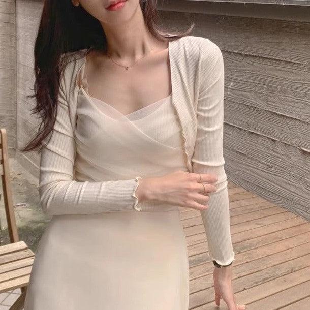 シアーキャミ＆カーディガン 6479-画像1-韓国ファッション通販POPREA［ポップリア］