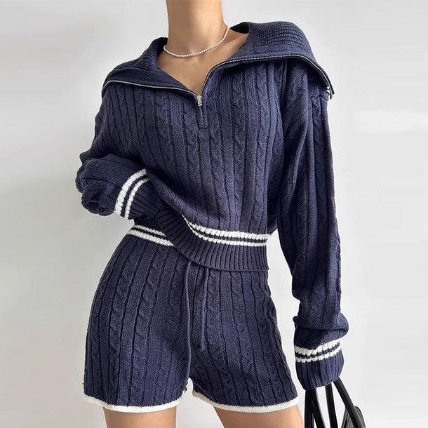 ケーブルニット&ニットショートパンツ 6388-画像1-韓国ファッション通販POPREA［ポップリア］