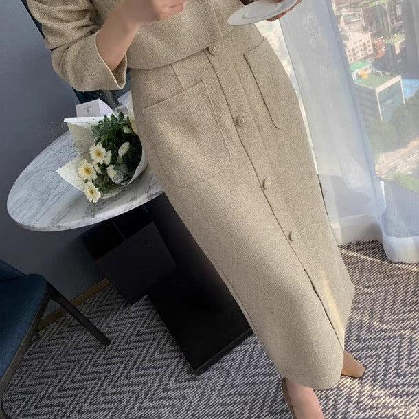 デザインボタンタイトスカート 6360-画像1-韓国ファッション通販POPREA［ポップリア］