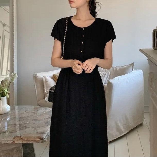 ウエストマークフレンチワンピース 6829-画像1-韓国ファッション通販POPREA［ポップリア］