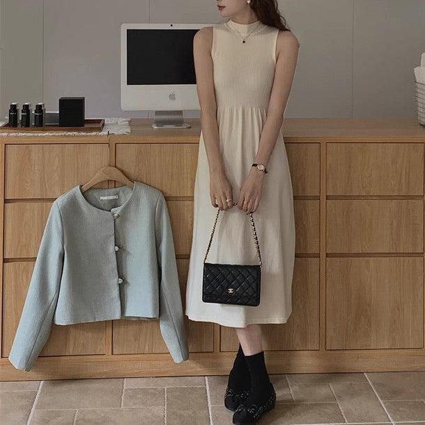 ノースリーブミディニットワンピース﻿ 6222-画像1-韓国ファッション通販POPREA［ポップリア］