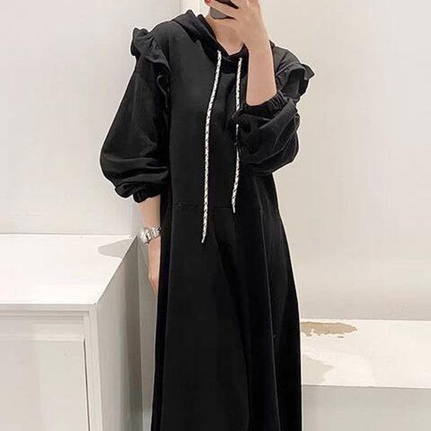 フリルカジュアルロングワンピース 6156-画像1-韓国ファッション通販POPREA［ポップリア］