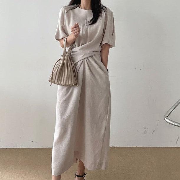 ウエストマークワンピース 6820-画像1-韓国ファッション通販POPREA［ポップリア］