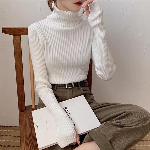 フィンガーホールタートルネックリブニット 6551-画像1-韓国ファッション通販POPREA［ポップリア］