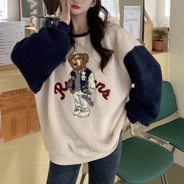 ベアボアトレーナー﻿ 6616-ivory_即納6616-画像4-韓国ファッション通販POPREA［ポップリア］