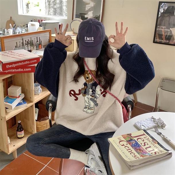 ベアボアトレーナー﻿ 6616-ivory_即納6616-画像7-韓国ファッション通販POPREA［ポップリア］