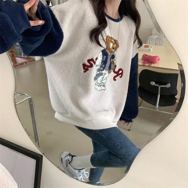 ベアボアトレーナー﻿ 6616-ivory_即納6616-画像9-韓国ファッション通販POPREA［ポップリア］