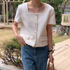 スクエアネック半袖ジャケット 6748-white_お取り寄せ67481-画像1-韓国ファッション通販POPREA［ポップリア］