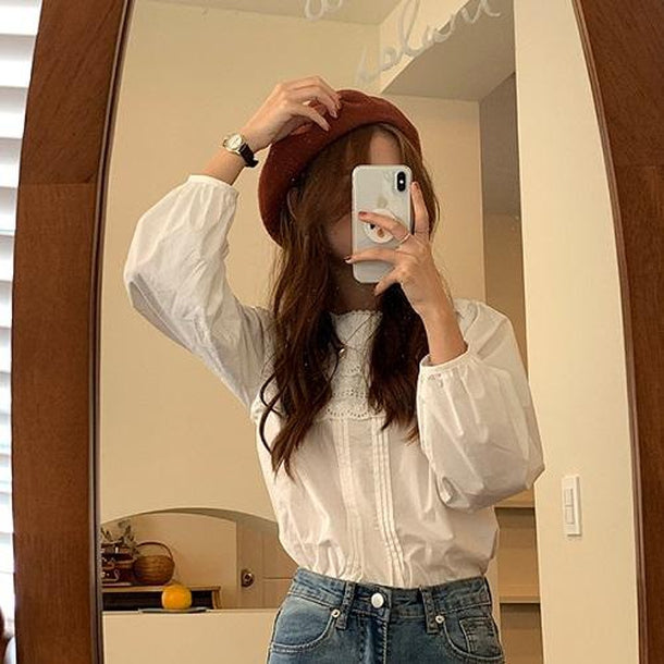 バルーンスリーブレースブラウス 2621-画像8-韓国ファッション通販POPREA［ポップリア］