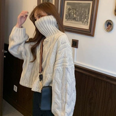 ハイカラーネックショートニット 2851-ivory_お取り寄せ28513-画像3-韓国ファッション通販POPREA［ポップリア］