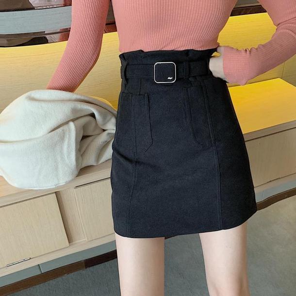 スエードライクミニスカート 2854-black/S_お取り寄せ28544-画像2-韓国ファッション通販POPREA［ポップリア］