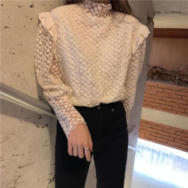 フリルフローラルレーストップス 2908-お取り寄せ2908-画像10-韓国ファッション通販POPREA［ポップリア］