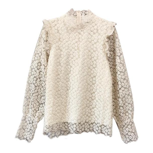 フリルフローラルレーストップス 2908-お取り寄せ2908-画像12-韓国ファッション通販POPREA［ポップリア］