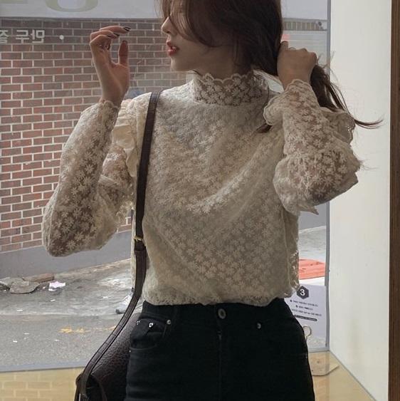 フリルフローラルレーストップス 2908-お取り寄せ2908-画像6-韓国ファッション通販POPREA［ポップリア］