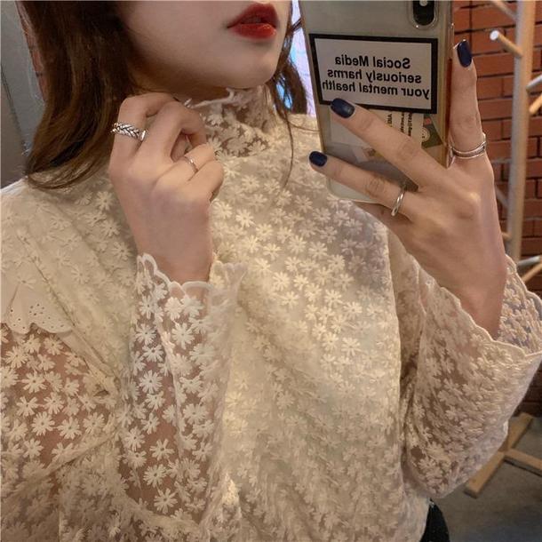 フリルフローラルレーストップス 2908-お取り寄せ2908-画像7-韓国ファッション通販POPREA［ポップリア］