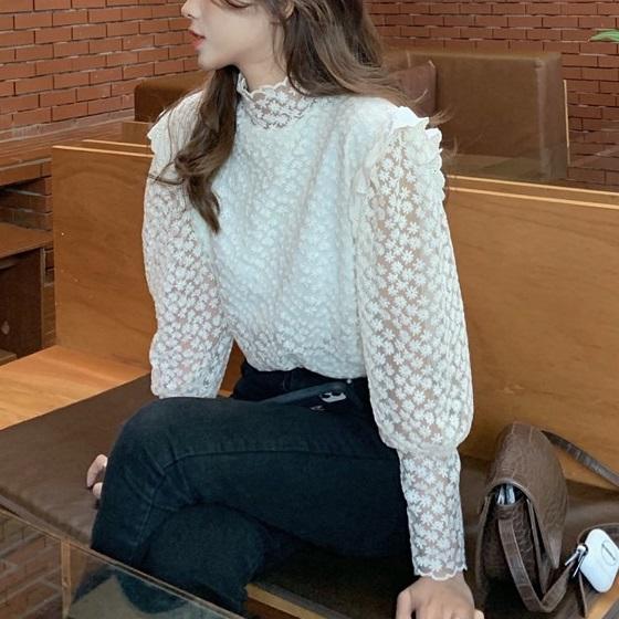 フリルフローラルレーストップス 2908-お取り寄せ2908-画像8-韓国ファッション通販POPREA［ポップリア］