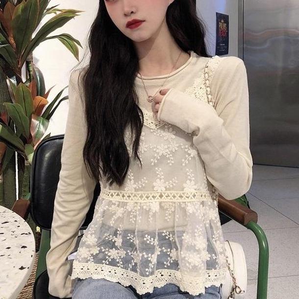 レースキャミセットアップ 2952-ivory_お取り寄せ29521-画像2-韓国ファッション通販POPREA［ポップリア］