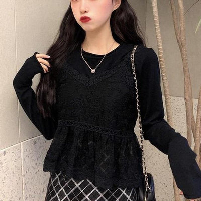 レースキャミセットアップ 2952-black_お取り寄せ29522-画像1-韓国ファッション通販POPREA［ポップリア］