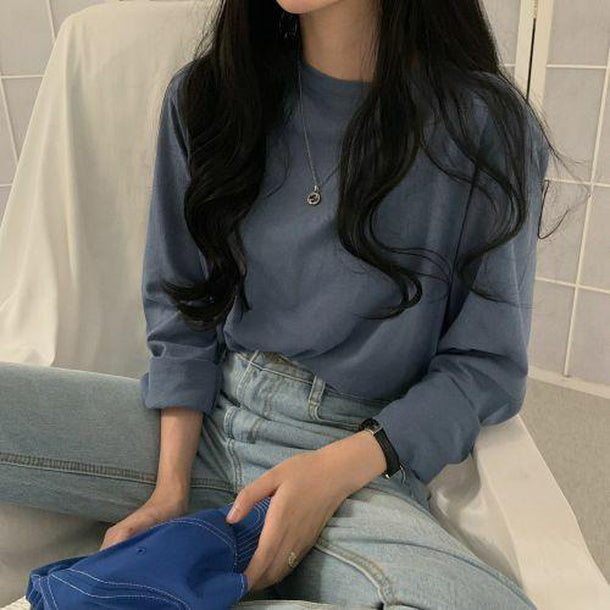 くすみカラーラウンドネックロンTee 2282の商品画像_1