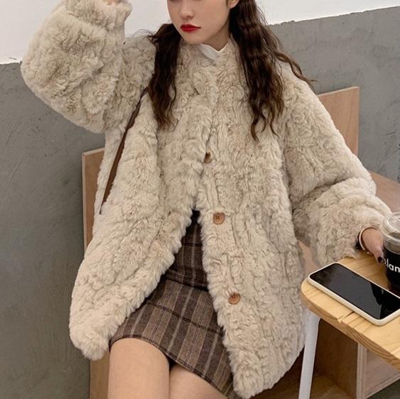 クリームファーショートコート 2986-お取り寄せ2986-画像3-韓国ファッション通販POPREA［ポップリア］