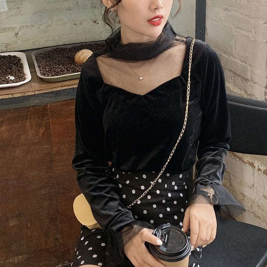 ベロアドッキングトップス 2642-画像9-韓国ファッション通販POPREA［ポップリア］