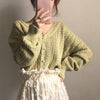 Vネックレースニットカーディガン 2466-green_お取り寄せ24662-画像2-韓国ファッション通販POPREA［ポップリア］