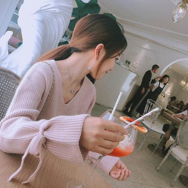 リボンニット＆シフォンロングスカート 1008の商品画像_4