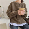 ラウンドネックニットカーディガン 3080-brown_お取り寄せ30803-画像3-韓国ファッション通販POPREA［ポップリア］