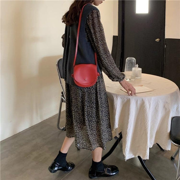 フラワーシフォンワンピ＆バックスリットニット 3170-お取り寄せ3170-画像6-韓国ファッション通販POPREA［ポップリア］